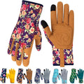 Leather Gardening Gloves for Women Thorn Proof Garden Gloves Touch Screen Working Gloves Gifts,M