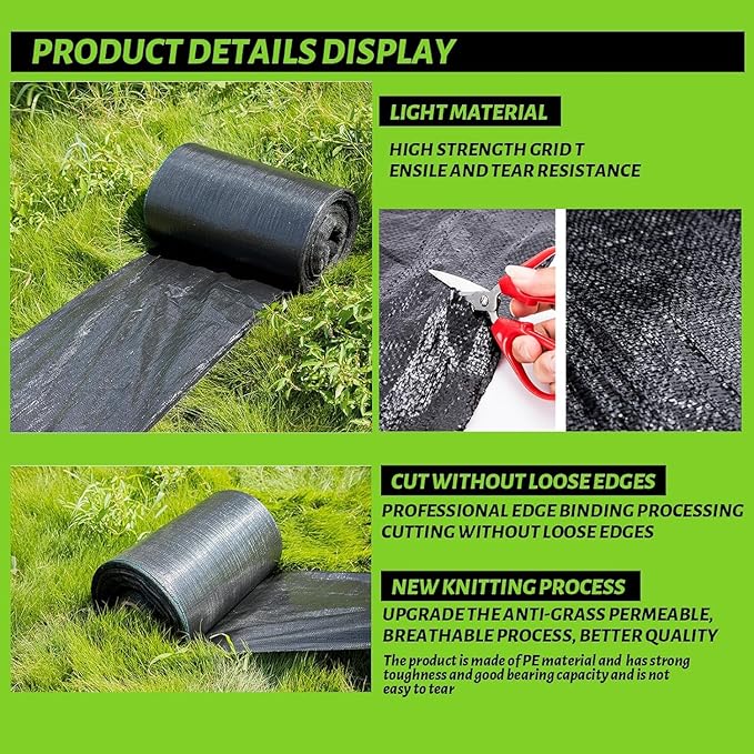 3x200FT Weed Barrier Landscape Fabric Heavy Duty, 3.2oz Durable Geotextile Fabric, Block Gardening Ground Cover Weed Mat, Weed Control Garden Cloth for Landscaping, French Drains, Yard Driveway…