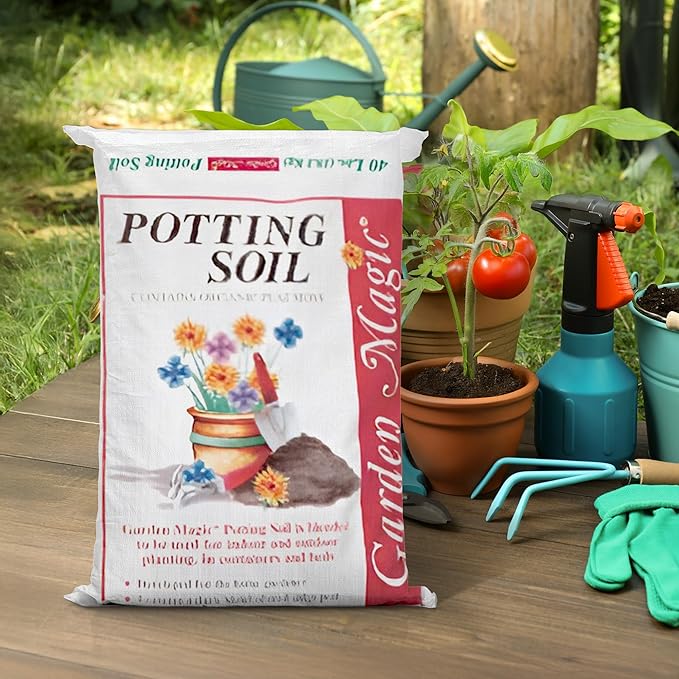 Michigan Peat 2 Pack Garden Magic General Purpose Moisture Retaining Potting Soil Mix for Indoor and Outdoor Planting, 40 lb Bag