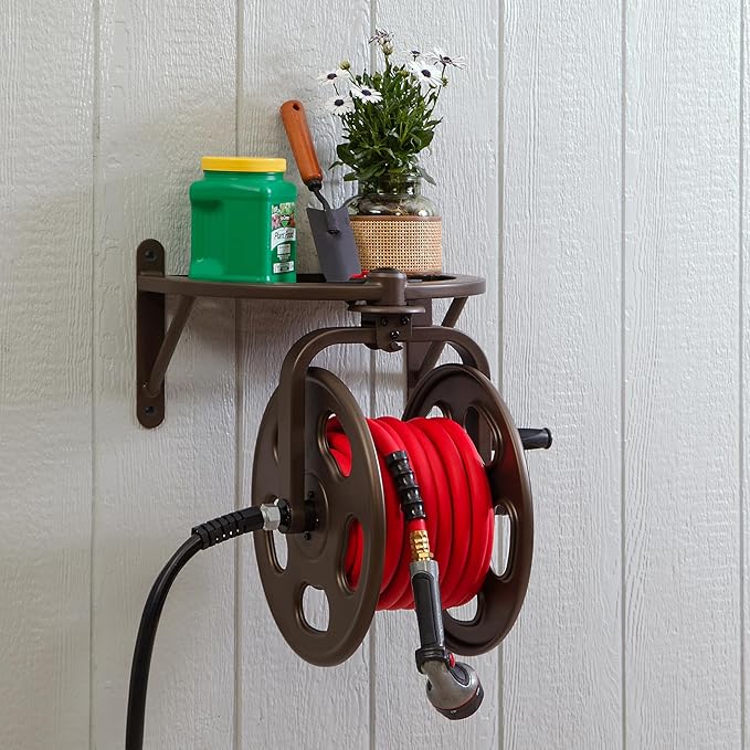 Liberty Garden Navigator Hose Reel, Bronze, with Flip Top