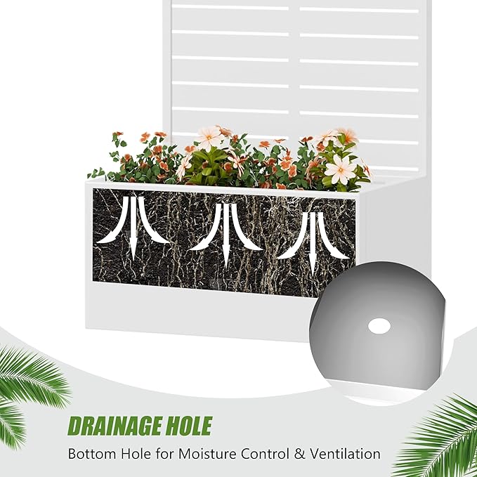 Casaphoria Metal Raised Garden Bed with Trellis, 59"x30"x12" Planter Box for Climbing Plants, Vegetables & Vines, Features Drainage Holes and Privacy Screen (Black-Louvered)