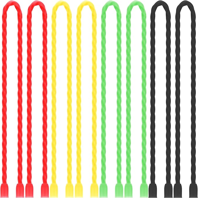TRIPLE DEER 8Pcs 12-Inch Silicone Cable Ties Colorful Reusable Steel-Core Silicone Twist Gear Tie Straps for Bundling and Organizing, Bendable Holder Strap for Indoor and Out All Purpose