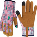 Leather Gardening Gloves for Women Thorn Proof Garden Gloves Touch Screen Working Gloves Gifts,M