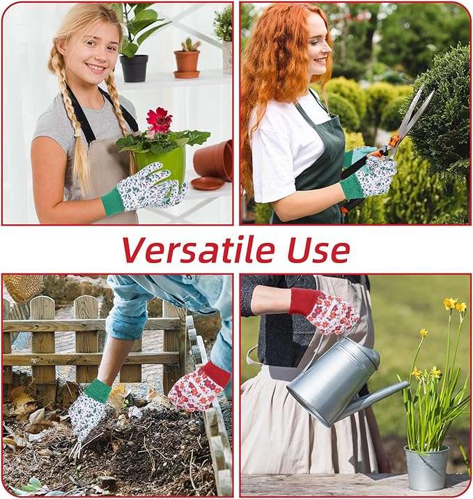 4 Pairs Small Garden Gloves for Women, Cotton Garden Gloves for Women (Multicolor)