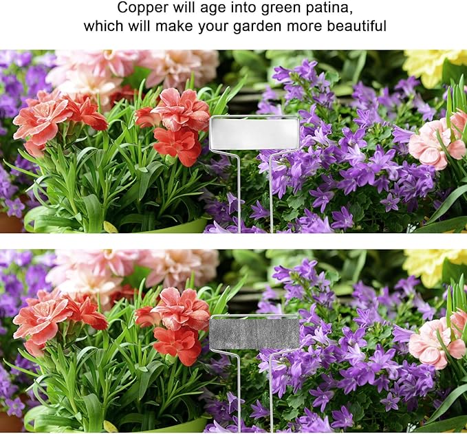 25PCS Zinc Metal Plant Tags Plant Labels with 50Pcs Labels, Rainproof PET Film & Permanent Pen, 10" Weatherproof Banner Garden Markers, Marking Protection Seedling Signs Nursery Tags