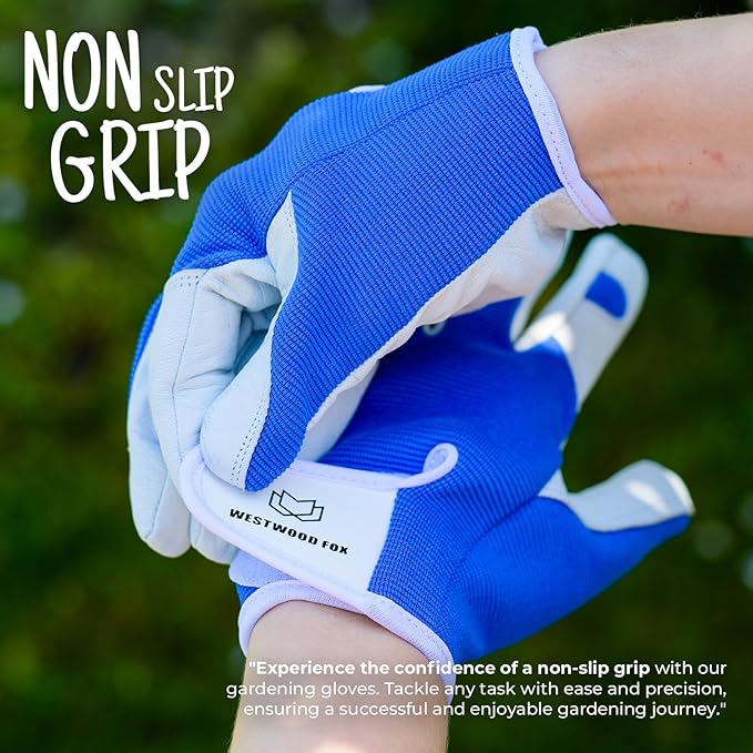 WESTWOOD FOX Gardening Gloves for Women Leather Thorn Safety Garden Heavy Duty Work Gloves Men Women Gardener Non-Slip Rigger
