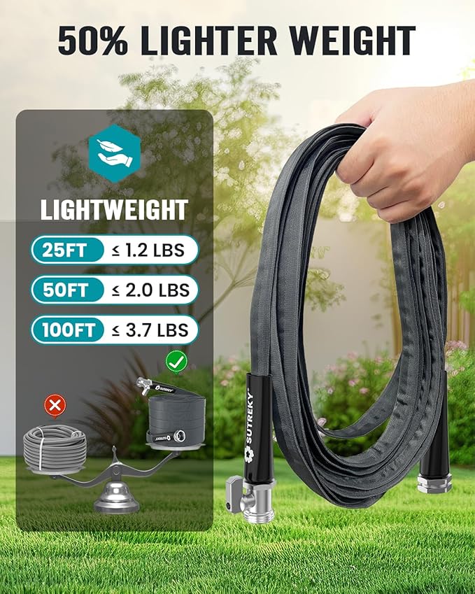 25ft Garden Hose, Ultra Lightweight All-Weather Water Hose, Durable & Flexible, Built-in Valve, Leak-free Connections, TPU Water Hose, Drinking Water Safe
