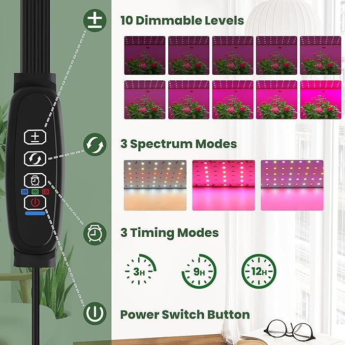 Mini Indoor Greenhouse with Grow Light, Portable 4-Tier Plant Stand with PVC Cover, Adjustable Shelves & Thermohygrometer for Seed Starting & Plant Growth, 70 x 23 x 19'', 32W Grow Light