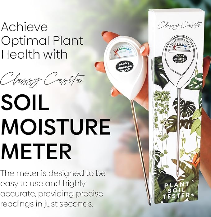Classy Casita Plant Care Bundle: Soil Moisture Meter - White, 3-in-1 Garden Soil Tester - White, 24-Pack Plant Sticky Traps, for Indoor & Outdoor Plants w/Plant Watering & Care eBook