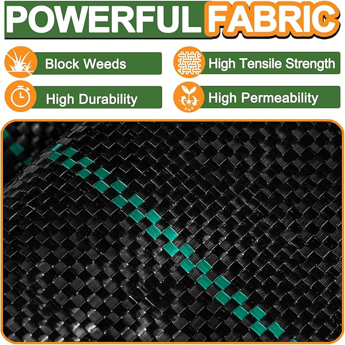 Weed Barrier Landscape Fabric Heavy Duty, 6FT x 100FT Thicken Garden Fabric Weed Mats Cloth, Durable Weed Control Mulch Breathable for Landscaping Weed Blocker Garden Bed Cover