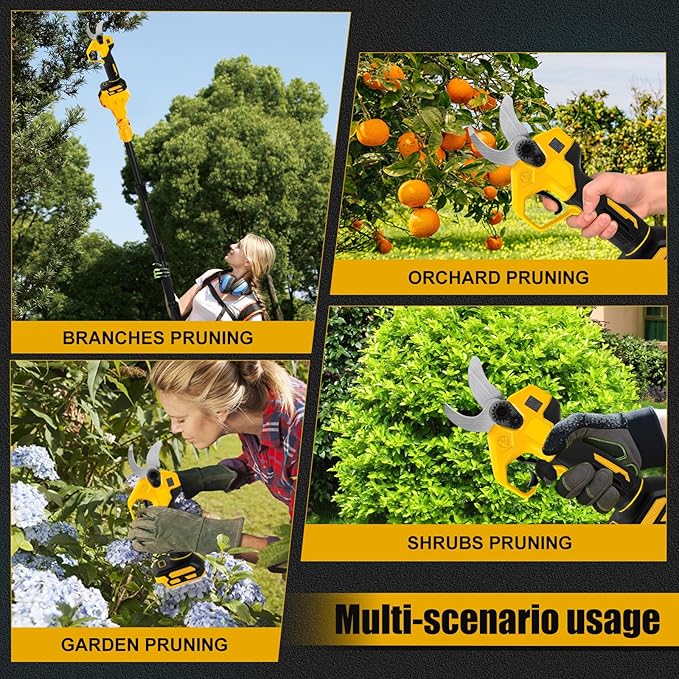 Electric Pruning Shears Compatible with DeWalt 20V Max Battery, 2-in-1 Cordless Garden Shears with 6.56FT Extension Pole, 30mm Cutting Diameter Cordless Pole Pruner Garden Tool(Battery Not Included)