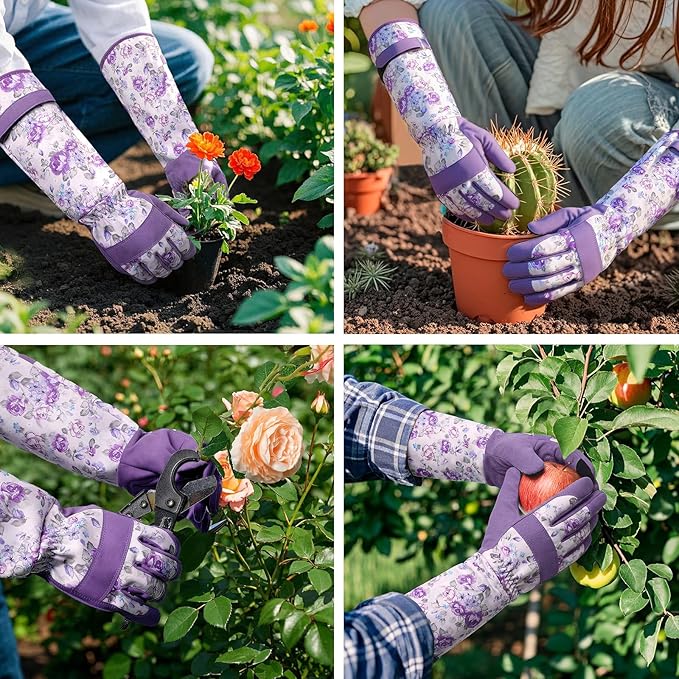 Trifabricy Gardening Gloves for Women - Long Garden Gloves with Grip Breathable, Thorn-Proof Puncture-Resistant Work Gloves