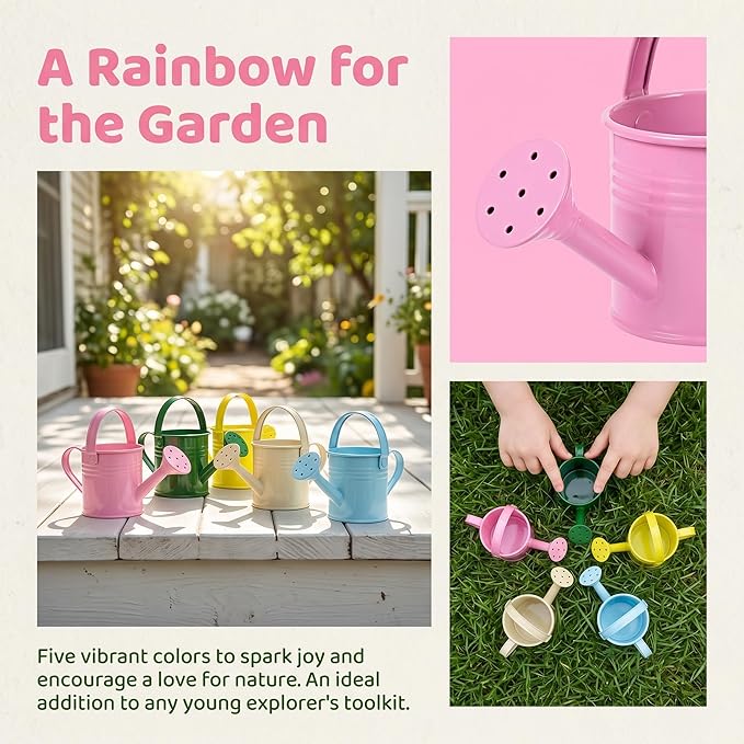 Homoyoyo 5pcs Small Watering Can Mini Metal Watering Cans for Girls Boys Indoor Plants Garden Home Craft Housewarming