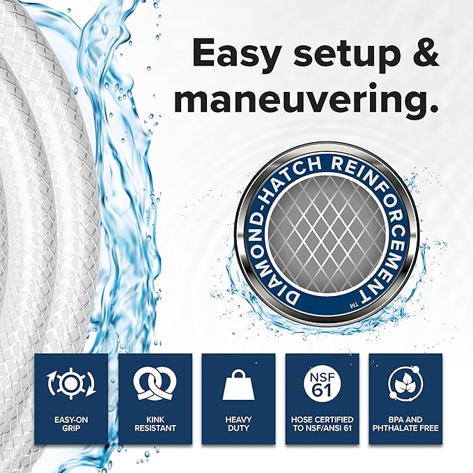 Camco TastePURE 50-Ft Water Hose-RV Drinking Water Hose Contains No Lead,No BPA&-No Phthalate-Features Diamond-Hatch Reinforced PVC Design-5/8” Inside Diameter,Made in the USA (22793),(Pack of 3)