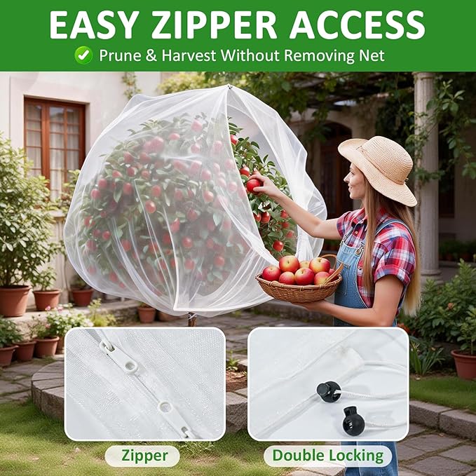6Pcs Plant Protector Bags – 3 Sizes Variety Set (2.3x3.3/3.3x4.9/4.9x6.6 ft) Reusable Garden Netting for Vegetables, Mesh Covers Protect Tomatoes, Fruits & Flowers from Birds, Bugs, Deer & Animals