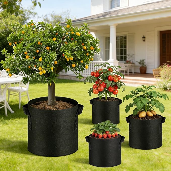 20 Pack Mixed Size Grow Bags, Heavy Duty Thickened Fabric Pots Nonwoven Plant Bags with Handles, Breathable Plant Growing Containers Bags for Nursery Garden Fruit Vegetable Flower(3/5/7/10/15 Gal )