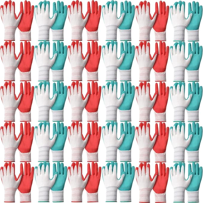 32 Pairs Garden Gloves for Women Ladies' Gardening Gloves Bulk Breathable Rubber Coated for Yard Garden Protective Work Tools Universal One Size Outdoor Indoor Protective Work with Grip
