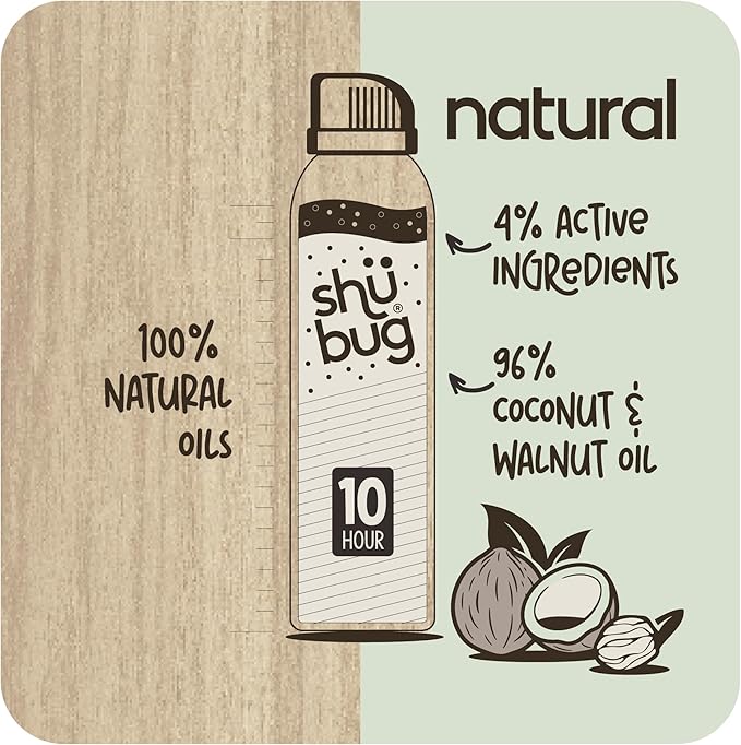 Shubug Kids Insect Repellent Spray with Geraniol, MCT and Walnut Oils, DEET Free Plant Based Mosquito Protection, Gentle on Kids Skin, Long Lasting Up to 10 Hours, 6 oz (Pack of 2)