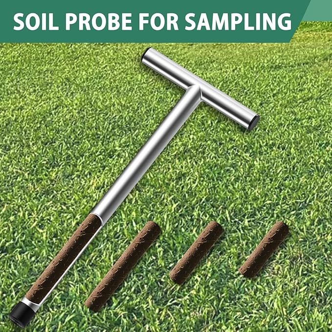 17 Inch Stainless Steel Soil Sampler Probe, Soil Probe for Soil Sampling, T-Style Handle Soil Test Probe, Soil Test Kit for Plant Care, Farm, Lawn Garden