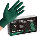 TitanFlex Heavy Duty Industrial Nitrile Gloves with Raised Diamond Texture, 8-mil, Latex Free (Green/Dark Green/Yellow)