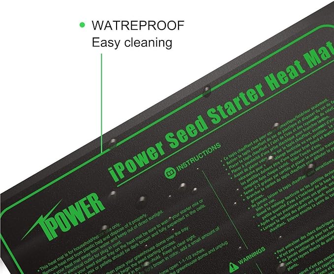 iPower GLHTMTM-A 20" x 20" Waterproof Durable Seedling Heat Mat Warm Hydroponic Plant for Indoor Gardening Germination Starting, black