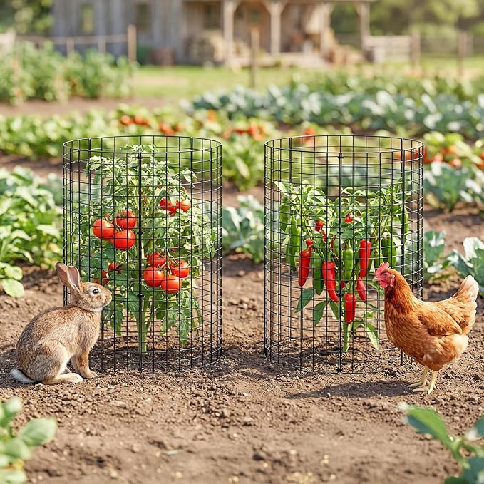 10 Pack Plant Protector from Animals, (12'' x 12'') Wire Mesh Plant Cages for Garden – Sturdy Metal Plant Protectors to Keep Rabbits, Squirrels, and Animals Out– Ideal for Flowers, Outdoor Plants