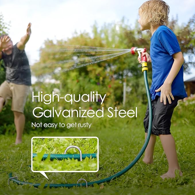 12 Inch Landscape Staples, 50 Pack Galvanized Landscape Stakes Heavy Duty 8 Gauge U-Shaped Garden Stakes, Ground Stakes for Weed Barrier Fabric, Irrigation Tubing, Fence, Outdoor Decorations
