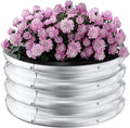 Round Galvanized Raised Garden Bed Kit, 2 x 2 x 1ft Arian Silver Galvanized Garden Boxes, Outdoor for Vegetables