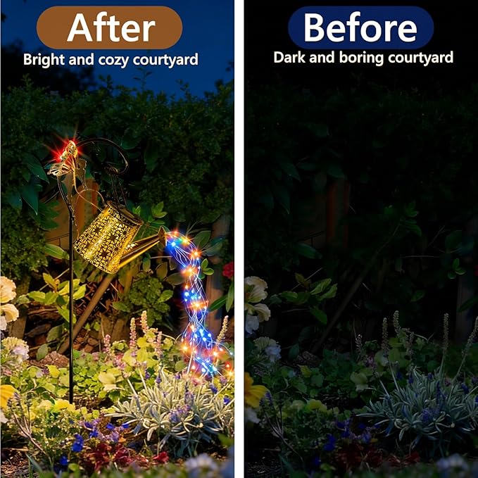 SRNPMIU Solar Watering Can Light, Solar Outdoor Decorative,Garden Decor Lights for Yard, IP65 Waterproof Hanging Lantern Landscape Lights, Garden Gifts for Mom, Grandma Women Birthday