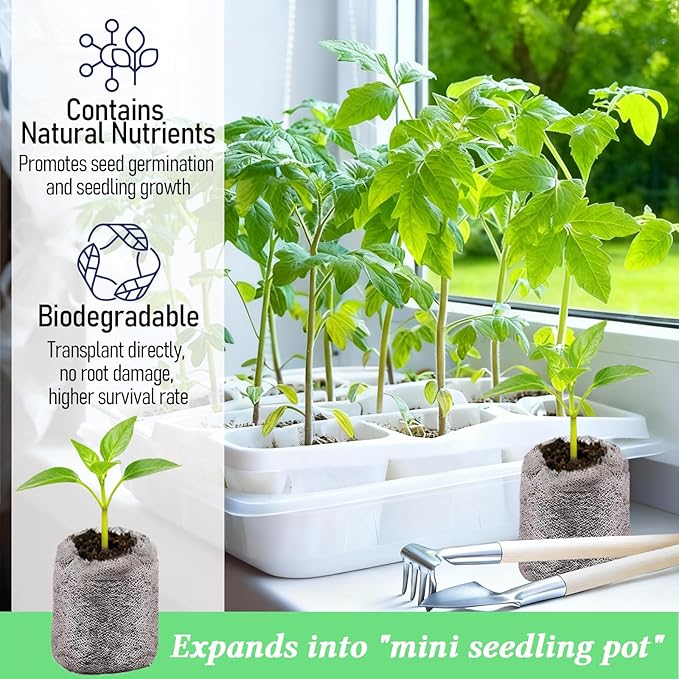 Legigo 100 PCS 50mm Peat Pellets Seed Starter Soil, Compressed Seed Starting Pods Plant Starter Soil Pods Plugs for Seedlings, Peat Pods for Starting Seeds, Herbs Tomatoes Flowers and Vegetables