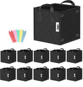 iPower 5 Gallon Square Grow Bags Thickened Non-Woven Fabric Planting Pots with Handles for Gardening from Indoor, Outdoor, 10 Pack, Black