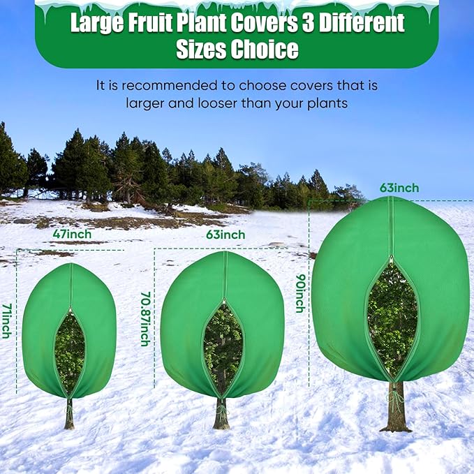 2Pack Winter Plant Covers Freeze Protection - 90" x 63" Extra Large Frost Blankets for Plants Tree Shrubs Cloth Anti-Freeze Protector Drawstring Bags Jacket for Outdoor Plants (3.2 oz/yd²)