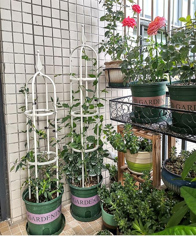Garden Trellis for Climbing Plants Plant Support Cage, Tower Obelisk Plant Support Indoor Potted Plant, Plant Trellis for Climbing Vines, Tomato, Flower, Vegetable, Rose