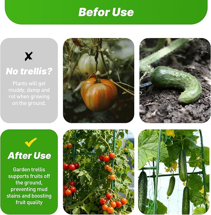 Cucumber Trellis, Garden Trellis U-Shape Plant Support for Climbing Plants Metel Arch with Netting for Raised Garden Bed Outdoor Cucumbers, Tomatoes, Vine Climbing Plant(47.2''X32''x47.2''(LxWxH))