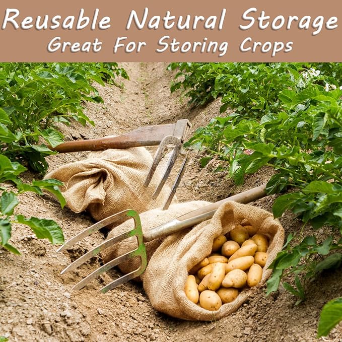 Kmise Burlap Potato Sack Race Bags (Pack of 6),48"x25" Large Natural Jute Burlap Sacks for Kids & Adults, Reusable Eco-Friendly Grow Bag for Field Day Games, 3-Legged Races & Harvest Storage