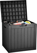 YITAHOME 31 Gallon Outdoor Storage Deck Box, Waterproof Resin Package Delivery and Storage Box with Lockable Lid for Patio Furniture Cushions, Pool Accessories, Garden Tools, Black