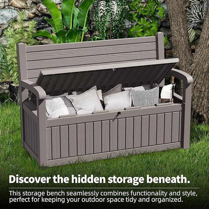 PatioZen 80 Gallon Outdoor Storage Bench Waterproof Lockable,Outdoor Storage Furniture for Patio,Garden and Porch,Tools and Cushions