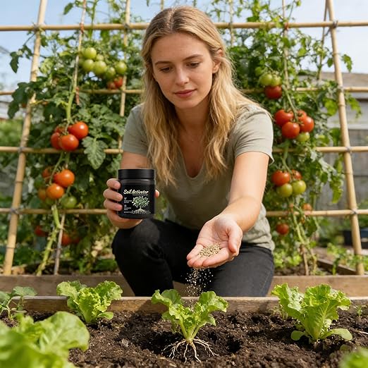 Soil Revitalizer, with Promotes Strong Roots, 200g, Lawn & Garden Soil Conditioner, Plant Food Enhancer, Concentrated Humic Acid Formula, for Lawn, Garden, Backyard, Farm, Courtyard, Balcony, Terrace