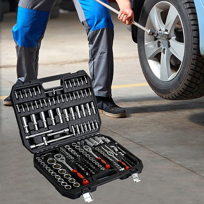 171pcs Artman Tool Set, Mechanics Kit, Socket and Ratchet Wrench Toolbox, General Household Hand Tool Set for Home, Universal Home Car Repair Tool Set, for DIY Enthusiasts, Handyman and Mechanics
