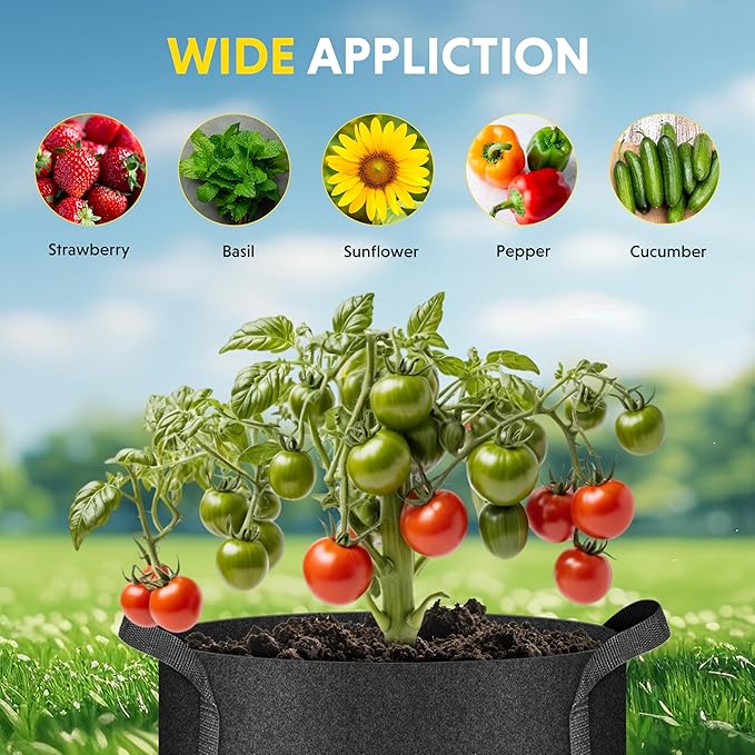 iPower 20 Pack 1 Gallon Grow Bags 300G Thickened Sturdy Plant Fabric Pots with 20 Labels and Handles, Aeration Garden Cloth Planter Bag for Outdoor Fruits, Vegetables and Flowers