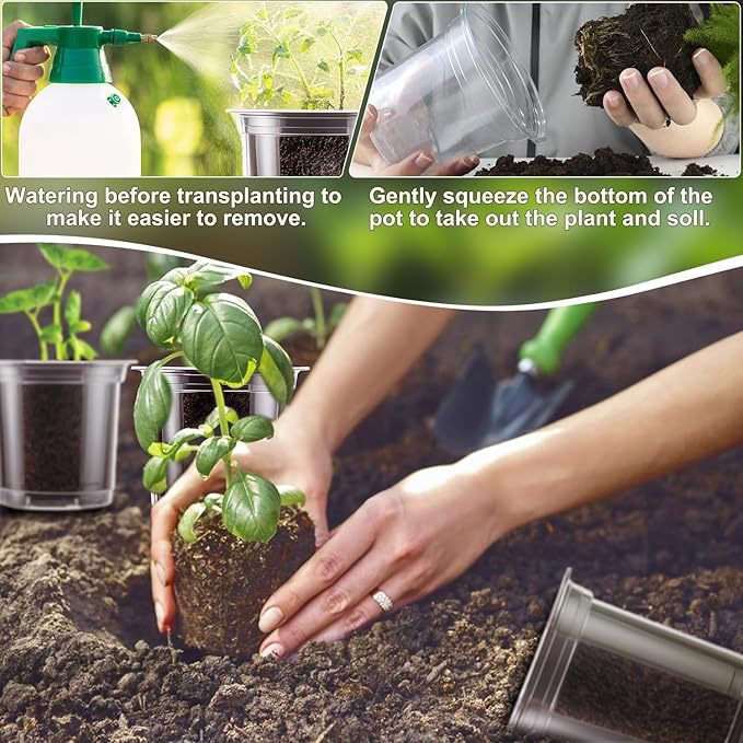 SupKing 20 Pack Clear Nursery Pots 6/5/4/3.5 Inch Plastic Seed Starter Large Small Plant Flower Pot with Drainage Holes for repotting Transplanting Succulents Cuttings Seedlings 15 Labels