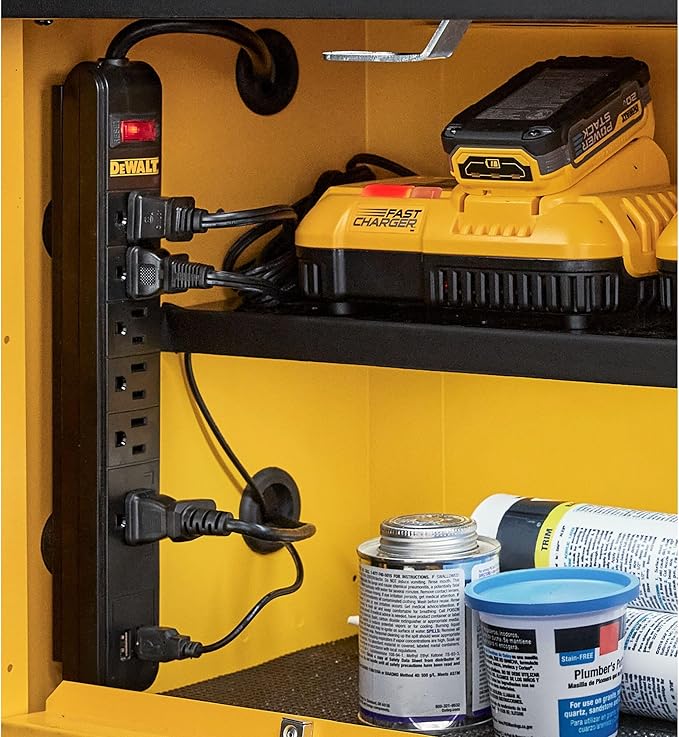 DEWALT Magnetic Power Strip with 6 Power Outlets, DEWALT Workshop Storage System Compatible (DWST82693)