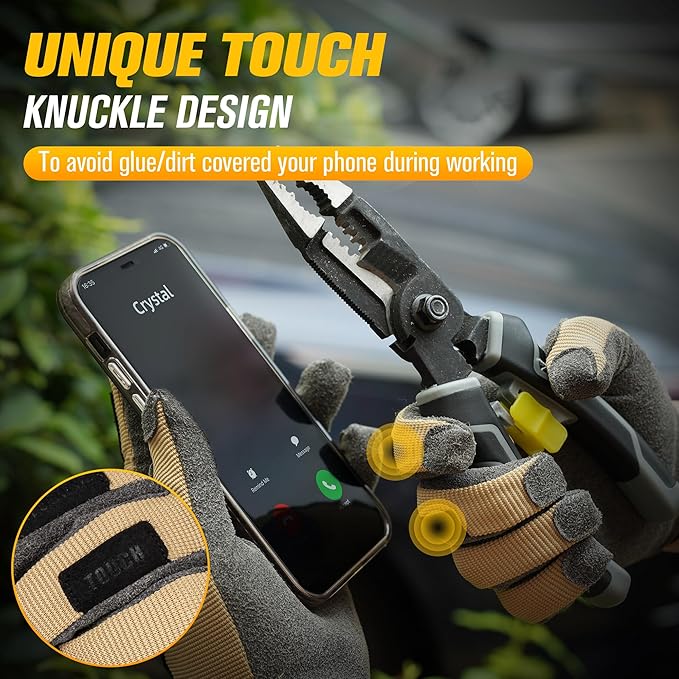 Dexterity Upgraded Utility Gloves – Seamless Wrap-Fingers Design & Knuckle Touchscreen Capability