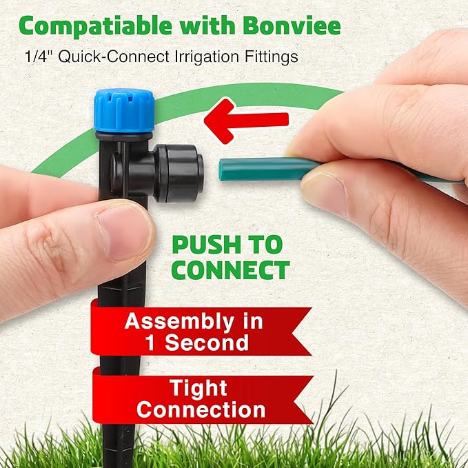 Bonviee 100FT 1/4 inch Blank Distribution Tubing Drip Irrigation Hose Garden Watering Tube Line for Small garden irrigation system-Green