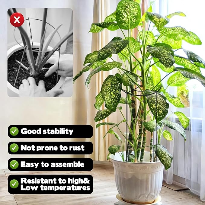 11.8" Dx31.5 H Peony Cages and Supports, 4 Pack Plant Supports for Outdoor Plants Grow Through Hoops Grids Heavy Duty Metal Peony Support Cage Flower Support Rings for Rose Tomato Hydrangea etc