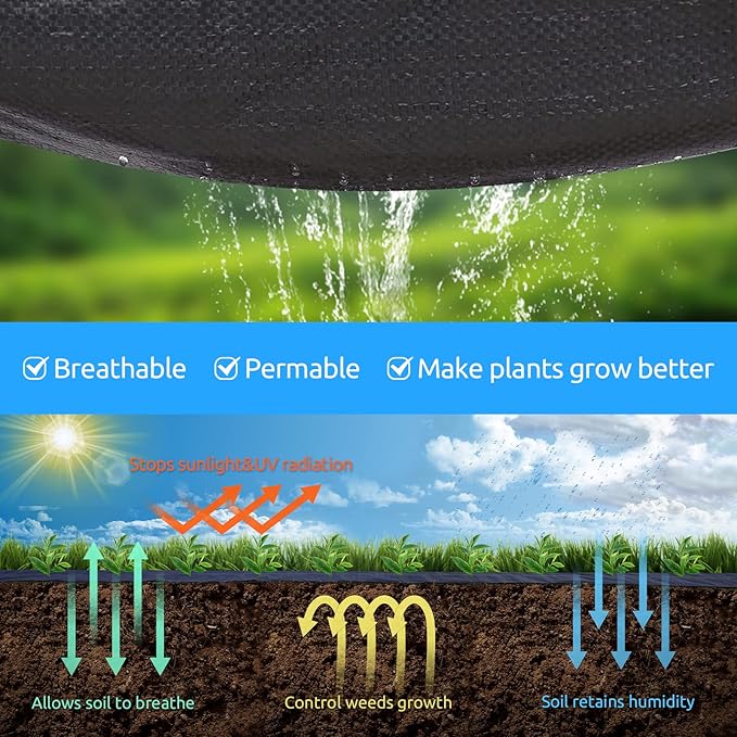 6ft x300ft Black Weed Barrier 3.5oz Landscape Premium Fabric-Heavy Duty Woven Ground Cloth with Superior Permeability Weed Control Convenient Design