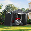 ADVANCE OUTDOOR 10x10 ft Heavy Duty Outdoor Patio Portable Canopy Storage Shelter Shed Carport with 2 Roll up Zipper Doors & Vents for Snowmobile Garden Tools, Gray