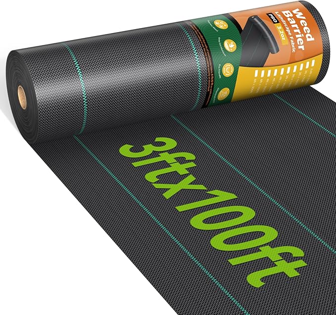3ftx100ft Weed Barrier Landscape 3.2oz Fabric Heavy Duty, Woven Weed Control Cloth, Woven Geotextile Fabric for Underlayment, Gardening Ground, Commercial Driveway Weed Block Cover Mat