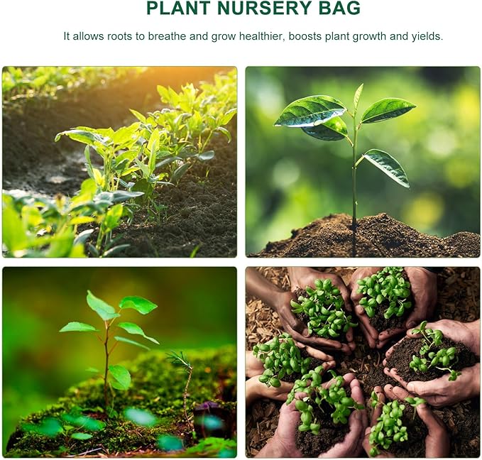 5pcs Non-Woven Plant Growing Bags with Handle 1 Gallon Fabric Nursery Pots for Outdoor Gardening Seedling Cultivation Black Grow Bags