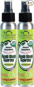 US Organic Mosquito Repellent Anti Bug Outdoor Pump Sprays, USDA Certification, Cruelty Free, Proven Results by Lab Testing, Deet-Free (4 oz - Value 2 Pack)